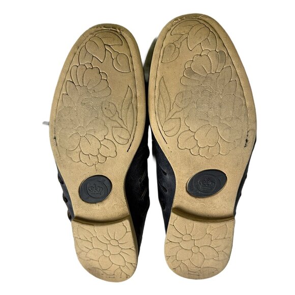 Born Women’s 9 Navy Leather Lace-Up Cutout Comfort Flats - Picture 3 of 4